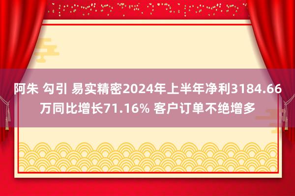 阿朱 勾引 易实精密2024年上半年净利3184.66万同比增长71.16% 客户订单不绝增多