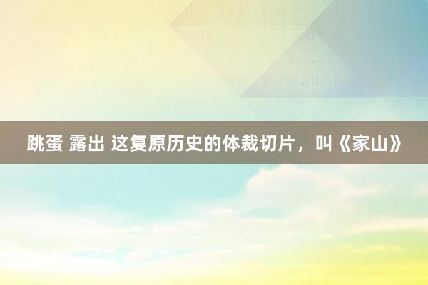 跳蛋 露出 这复原历史的体裁切片,叫《家山》