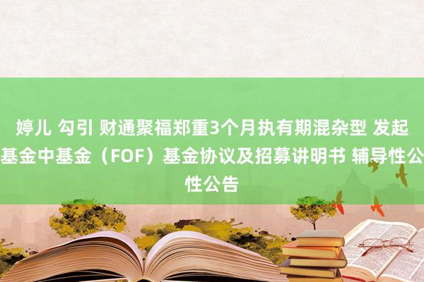 婷儿 勾引 财通聚福郑重3个月执有期混杂型 发起式基金中基金（FOF）基金协议及招募讲明书 辅导性公告