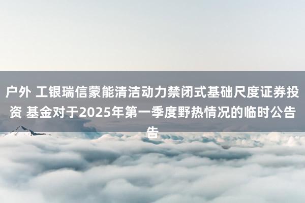 户外 工银瑞信蒙能清洁动力禁闭式基础尺度证券投资 基金对于2025年第一季度野热情况的临时公告