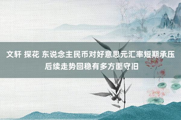 文轩 探花 东说念主民币对好意思元汇率短期承压 后续走势回稳有多方面守旧