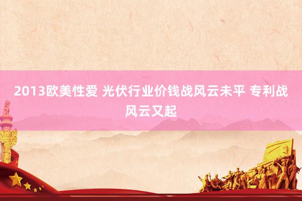 2013欧美性爱 光伏行业价钱战风云未平 专利战风云又起