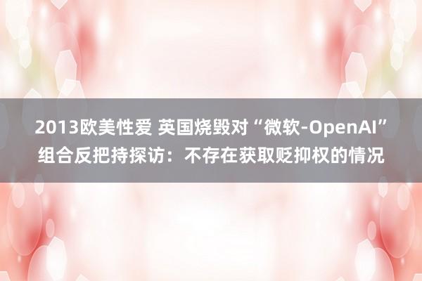 2013欧美性爱 英国烧毁对“微软-OpenAI”组合反把持探访：不存在获取贬抑权的情况